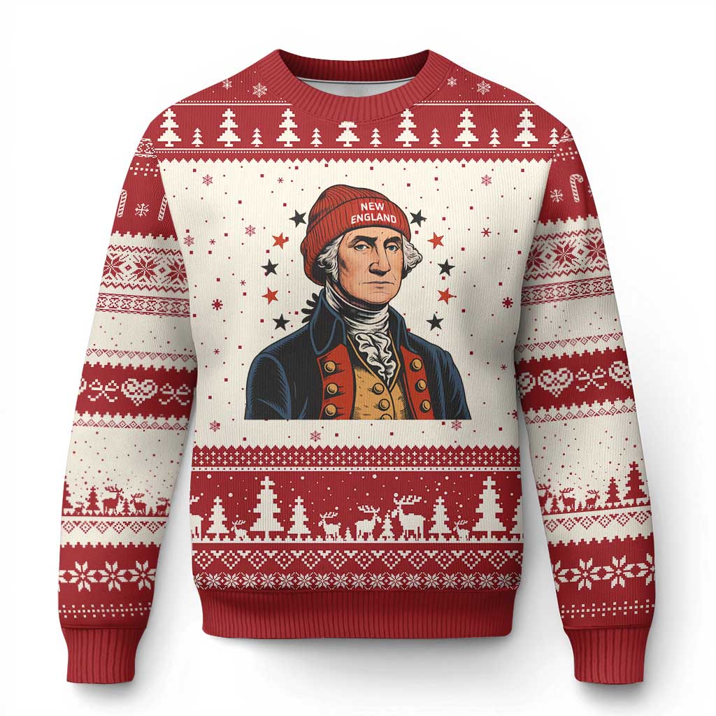 George Washington NE Football Fan Ugly Christmas Sweater Vintage Colonial Gift TS12 Beige Red Print Your Wear