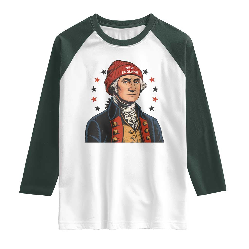 George Washington NE Football Fan Raglan Shirt Vintage Colonial Gift TS12 White Dark Forest Green Print Your Wear