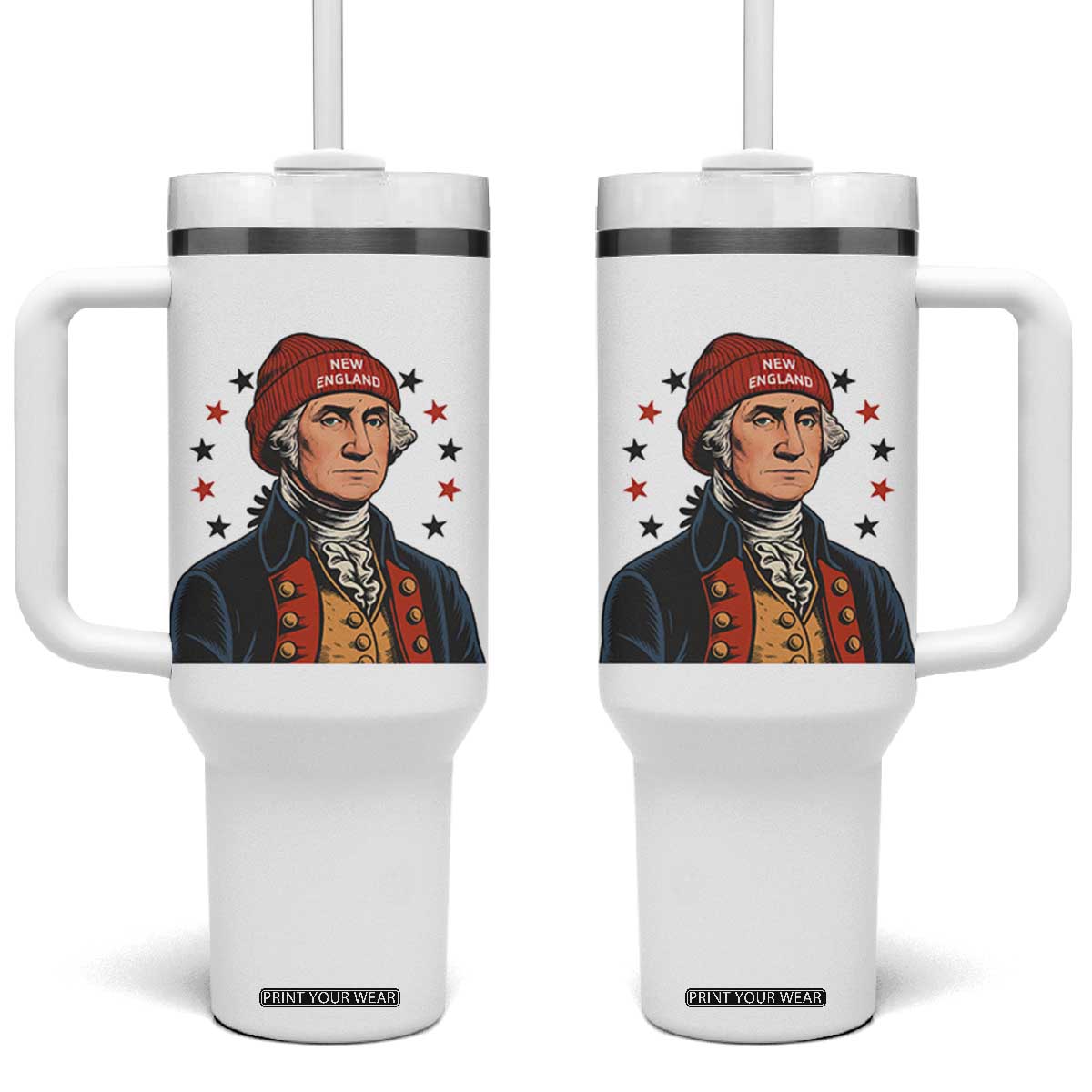 George Washington NE Football Fan Tumbler With Handle Vintage Colonial Gift TS12 One Size: 40 oz White Print Your Wear