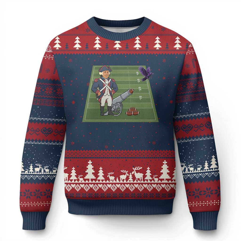 George Washington Vs The Purple Crow Rivalry Ugly Christmas Sweater NE Football Gift TS12 Navy Red Print Your Wear