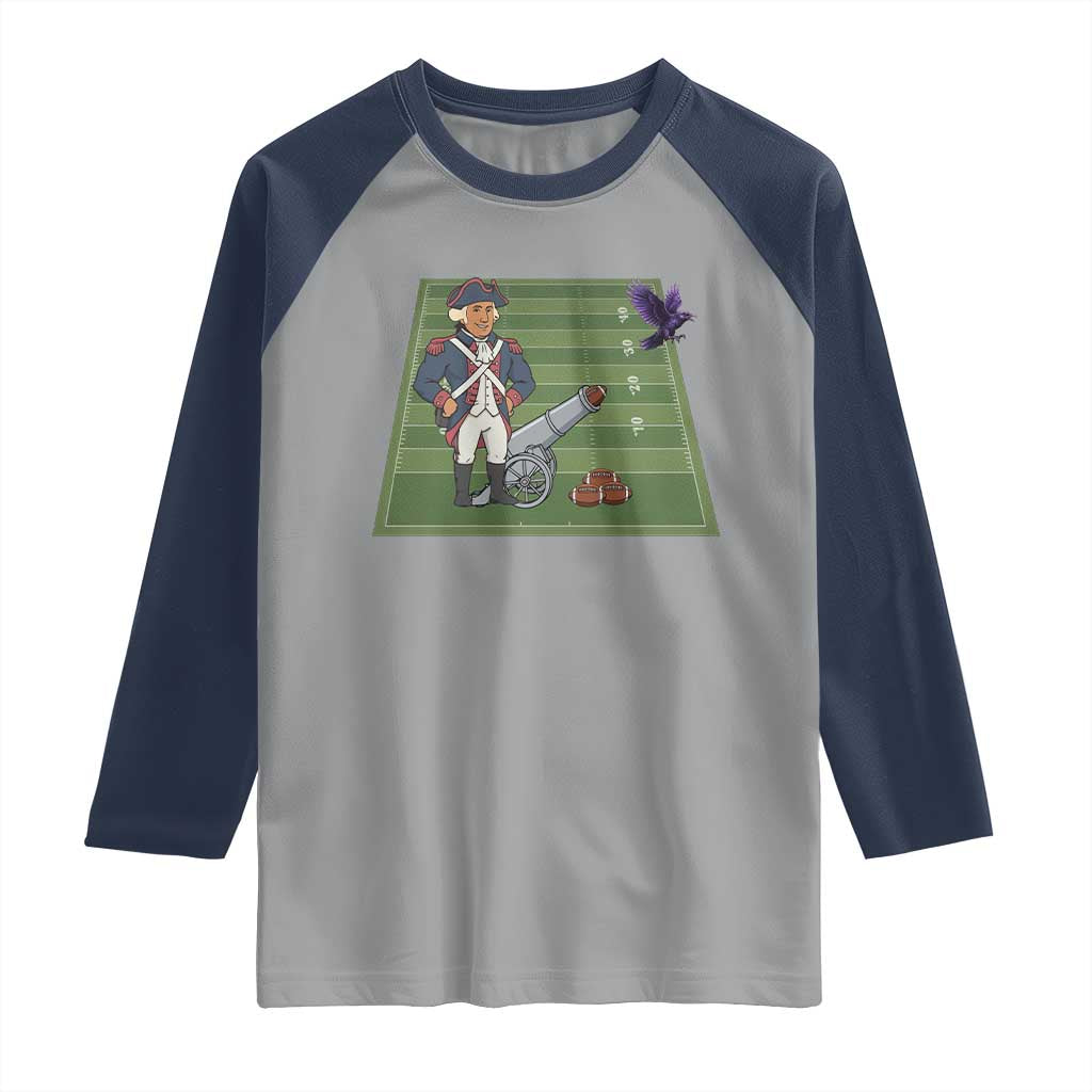 George Washington Vs The Purple Crow Rivalry Raglan Shirt NE Football Gift TS12 Sport Gray Navy Print Your Wear