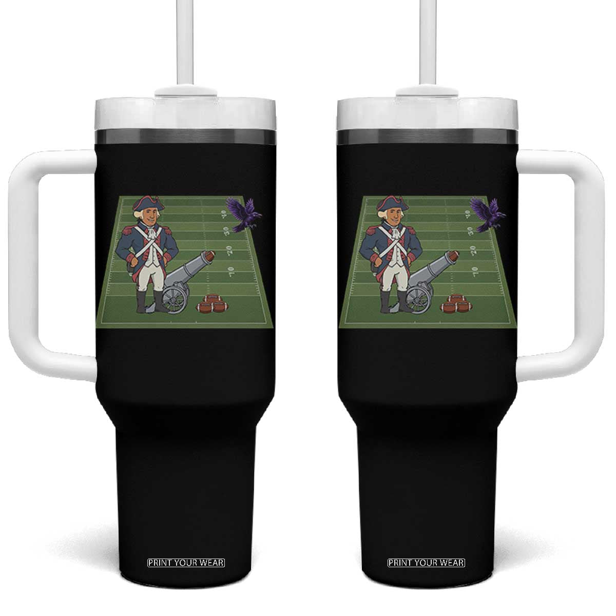 George Washington Vs The Purple Crow Rivalry Tumbler With Handle NE Football Gift TS12 One Size: 40 oz Black Print Your Wear