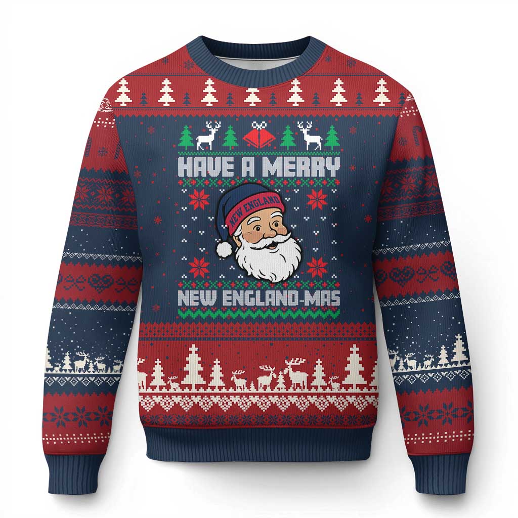 Have A Merry NE Mas Ugly Christmas Sweater Funny Ugly Christmas Football Gift TS12 Navy Red Print Your Wear