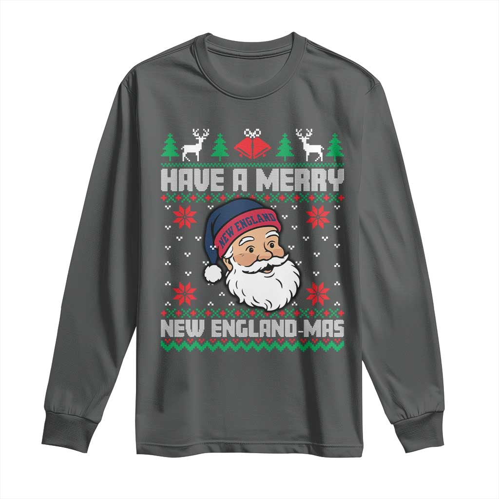 Have A Merry NE Mas Long Sleeve Shirt Funny Ugly Christmas Football Gift TS12 Dark Heather Print Your Wear