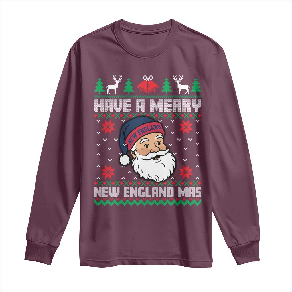 Have A Merry NE Mas Long Sleeve Shirt Funny Ugly Christmas Football Gift TS12 Maroon Print Your Wear