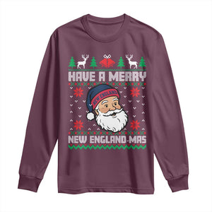 Have A Merry NE Mas Long Sleeve Shirt Funny Ugly Christmas Football Gift TS12 Maroon Print Your Wear