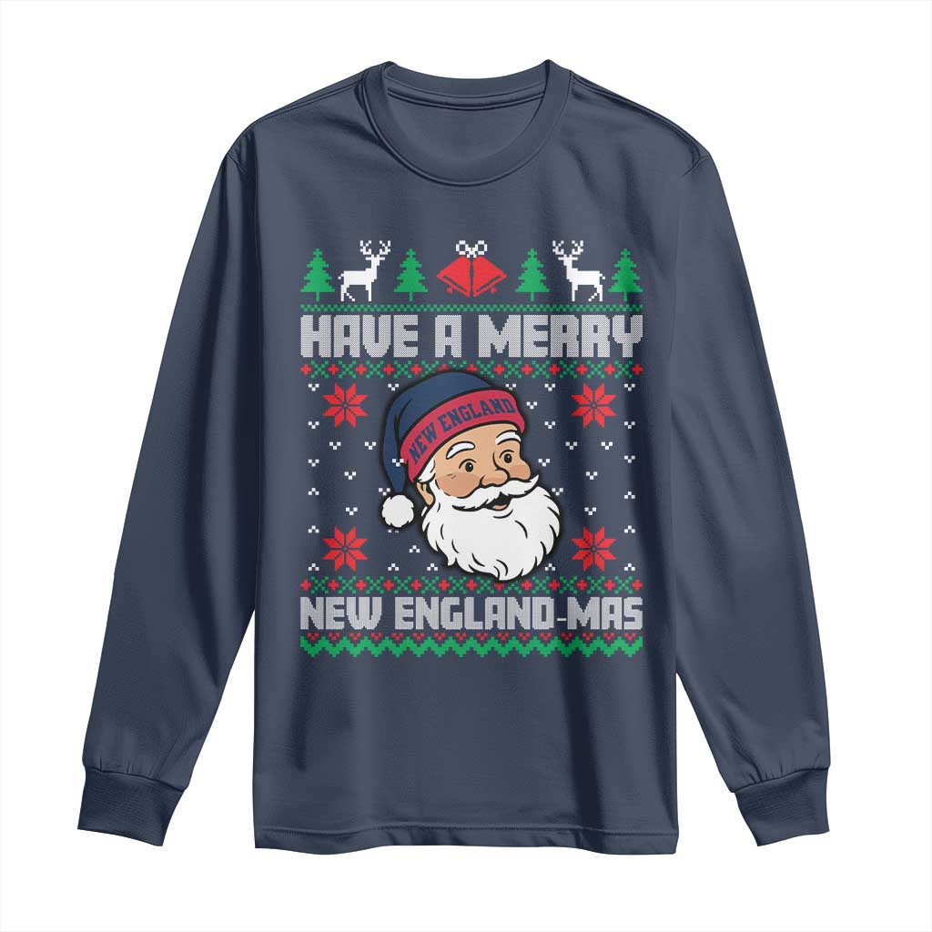 Have A Merry NE Mas Long Sleeve Shirt Funny Ugly Christmas Football Gift TS12 Navy Print Your Wear