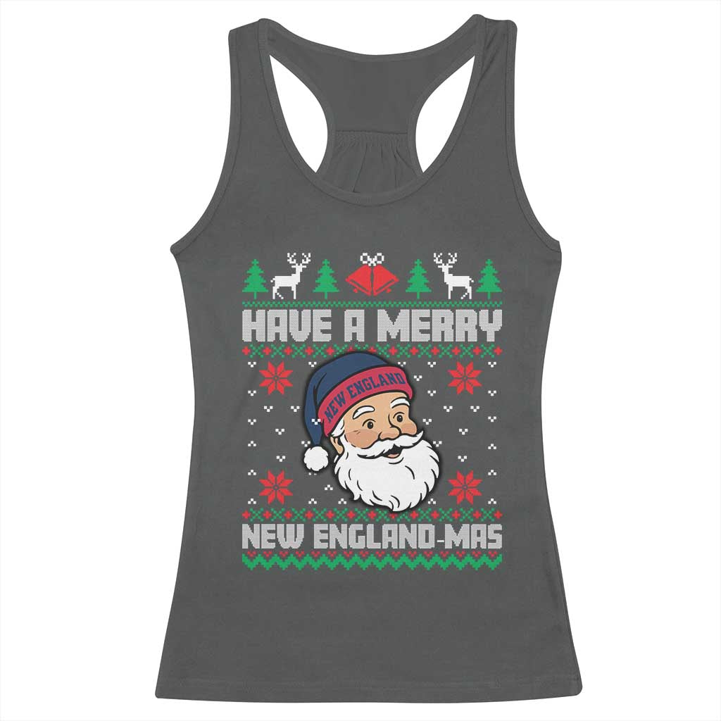 Have A Merry NE Mas Racerback Tank Top Funny Ugly Christmas Football Gift TS12 Dark Heather Print Your Wear