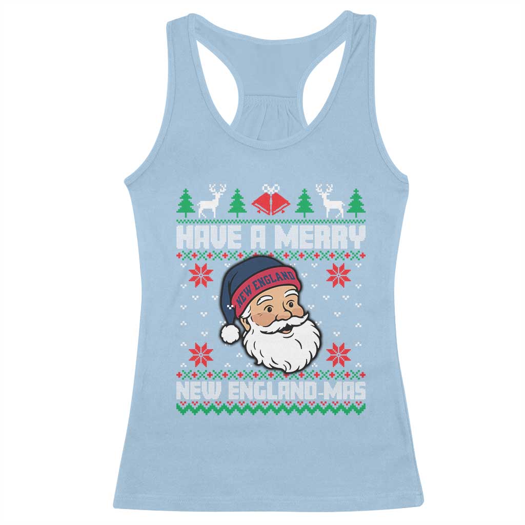 Have A Merry NE Mas Racerback Tank Top Funny Ugly Christmas Football Gift TS12 Light Blue Print Your Wear