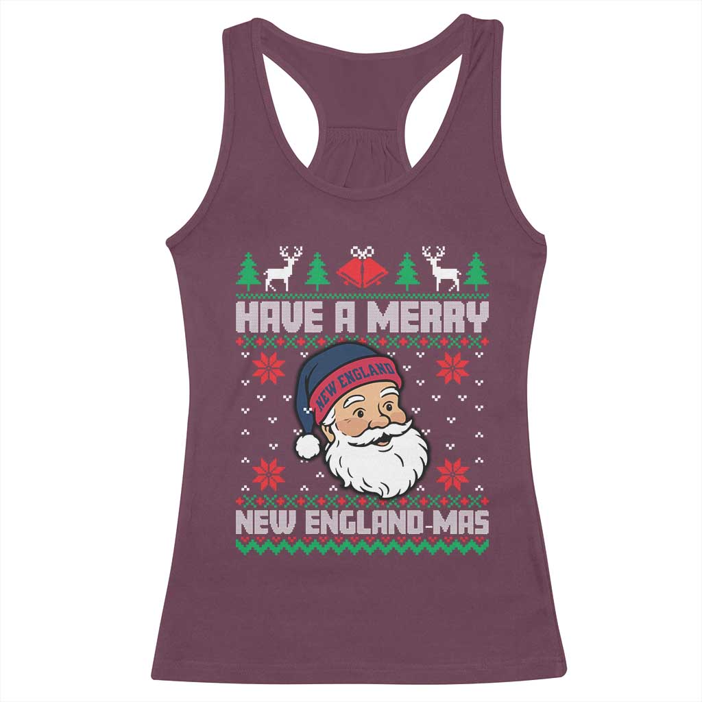 Have A Merry NE Mas Racerback Tank Top Funny Ugly Christmas Football Gift TS12 Maroon Print Your Wear