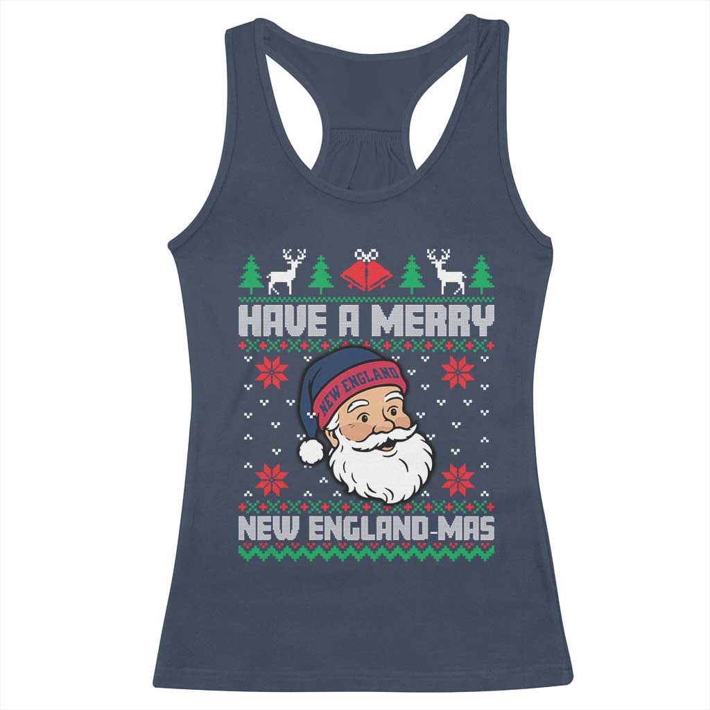 Have A Merry NE Mas Racerback Tank Top Funny Ugly Christmas Football Gift TS12 Navy Print Your Wear