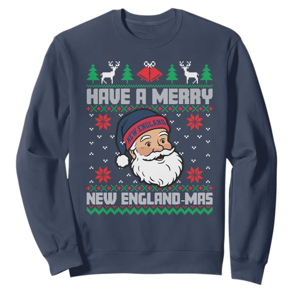 Have A Merry NE Mas Sweatshirt Funny Ugly Christmas Football Gift TS12 Navy Print Your Wear