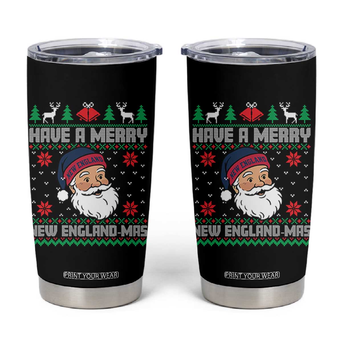 Have A Merry NE Mas Tumbler Cup Funny Ugly Christmas Football Gift TS12 Black Print Your Wear
