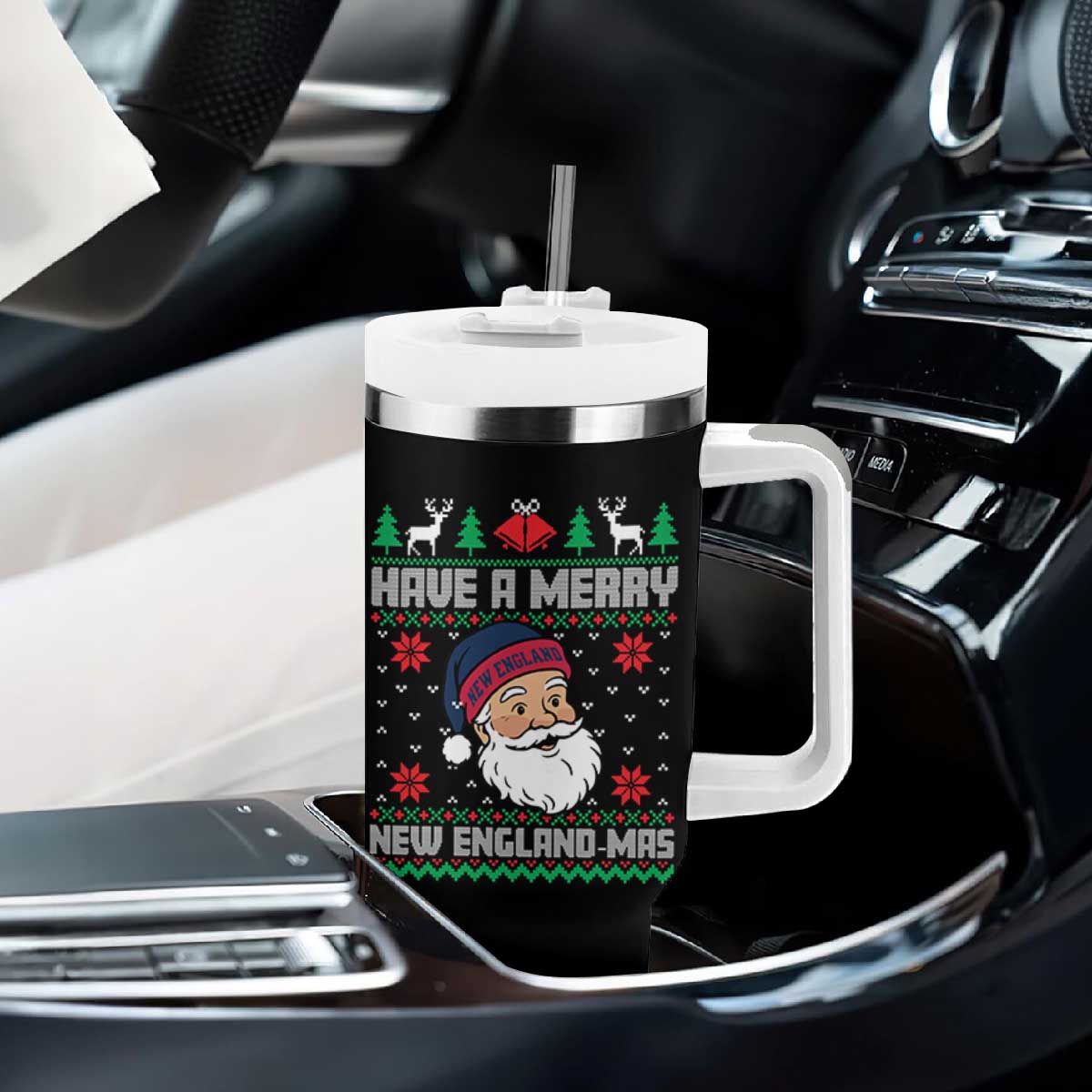 Have A Merry NE Mas Tumbler With Handle Funny Ugly Christmas Football Gift TS12 Print Your Wear