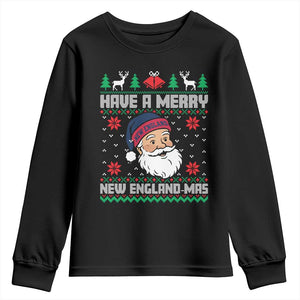 Have A Merry NE Mas Youth Sweatshirt Funny Ugly Christmas Football Gift TS12 Black Print Your Wear