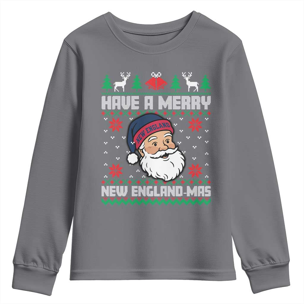 Have A Merry NE Mas Youth Sweatshirt Funny Ugly Christmas Football Gift TS12 Charcoal Print Your Wear