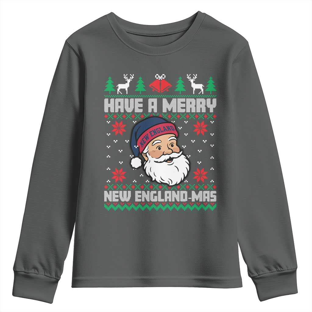 Have A Merry NE Mas Youth Sweatshirt Funny Ugly Christmas Football Gift TS12 Dark Heather Print Your Wear