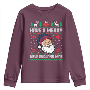 Have A Merry NE Mas Youth Sweatshirt Funny Ugly Christmas Football Gift TS12 Maroon Print Your Wear