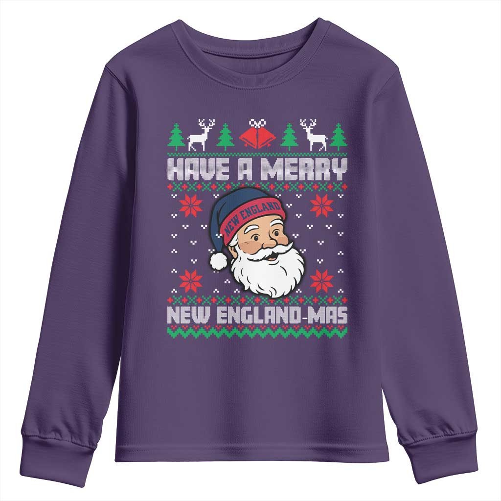 Have A Merry NE Mas Youth Sweatshirt Funny Ugly Christmas Football Gift TS12 Purple Print Your Wear