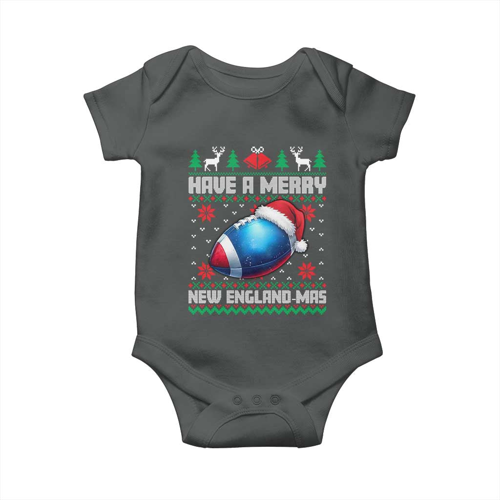 Have A Merry NE Mas Baby Onesie Funny Football Fan Ugly Christmas Gift TS12 Dark Heather Print Your Wear