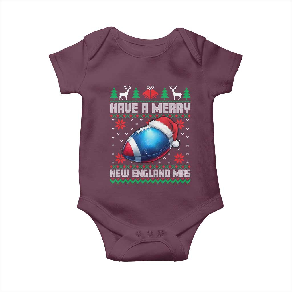Have A Merry NE Mas Baby Onesie Funny Football Fan Ugly Christmas Gift TS12 Maroon Print Your Wear