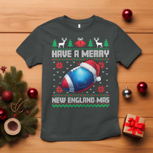 Have A Merry NE Mas T Shirt Funny Football Fan Ugly Christmas Gift TS12 Dark Heather Print Your Wear