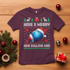 Have A Merry NE Mas T Shirt Funny Football Fan Ugly Christmas Gift TS12 Maroon Print Your Wear