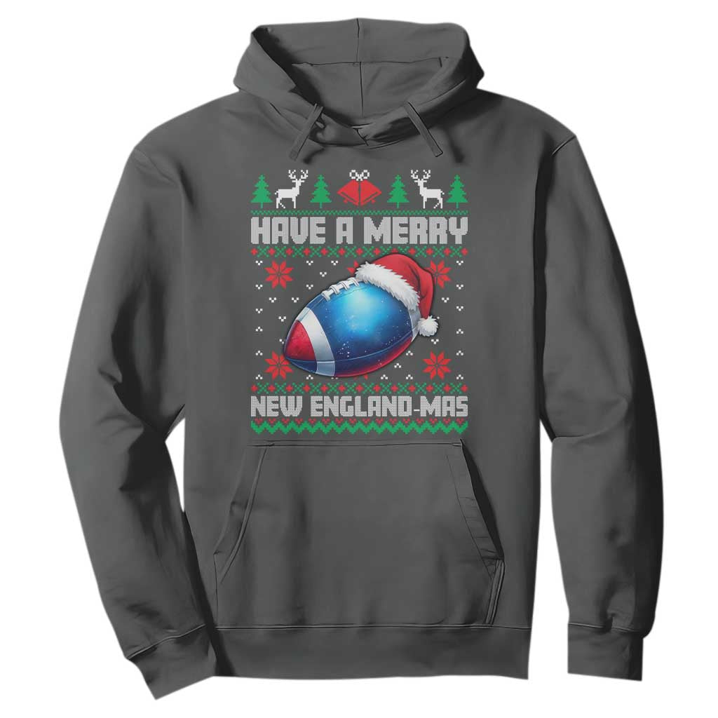 Have A Merry NE Mas Hoodie Funny Football Fan Ugly Christmas Gift TS12 Dark Heather Print Your Wear