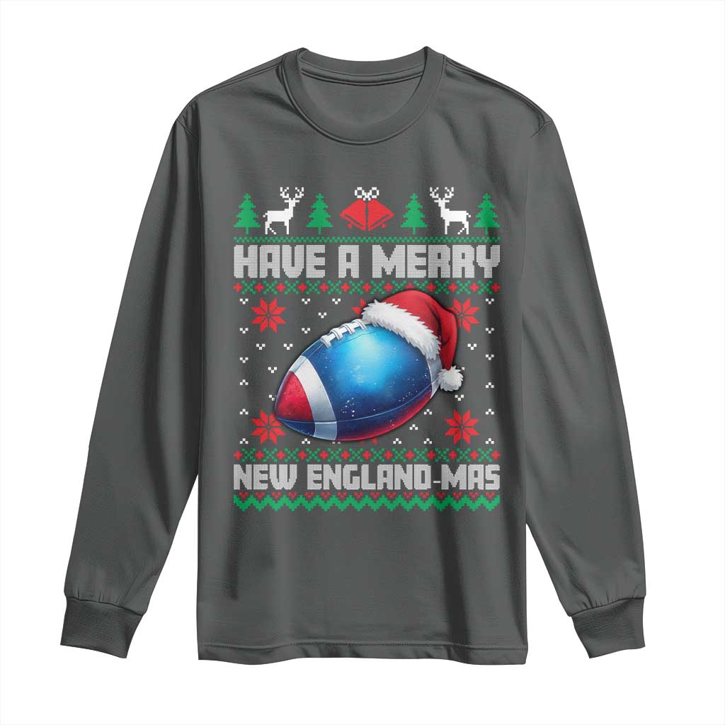 Have A Merry NE Mas Long Sleeve Shirt Funny Football Fan Ugly Christmas Gift TS12 Dark Heather Print Your Wear