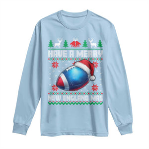 Have A Merry NE Mas Long Sleeve Shirt Funny Football Fan Ugly Christmas Gift TS12 Light Blue Print Your Wear