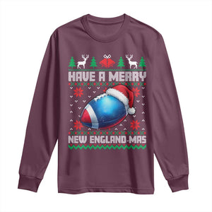 Have A Merry NE Mas Long Sleeve Shirt Funny Football Fan Ugly Christmas Gift TS12 Maroon Print Your Wear