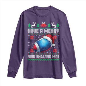 Have A Merry NE Mas Long Sleeve Shirt Funny Football Fan Ugly Christmas Gift TS12 Purple Print Your Wear
