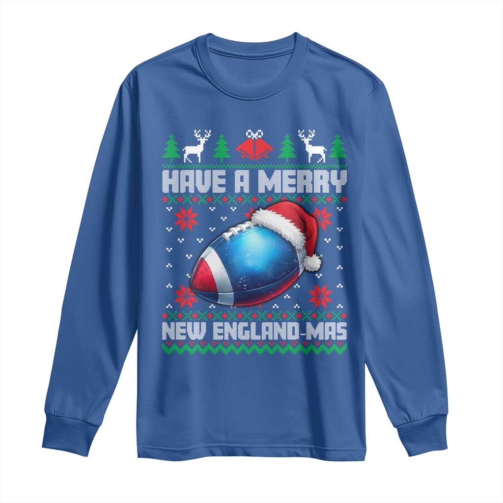 Have A Merry NE Mas Long Sleeve Shirt Funny Football Fan Ugly Christmas Gift TS12 Royal Blue Print Your Wear