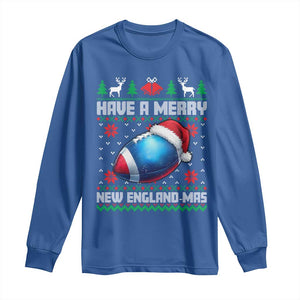 Have A Merry NE Mas Long Sleeve Shirt Funny Football Fan Ugly Christmas Gift TS12 Royal Blue Print Your Wear