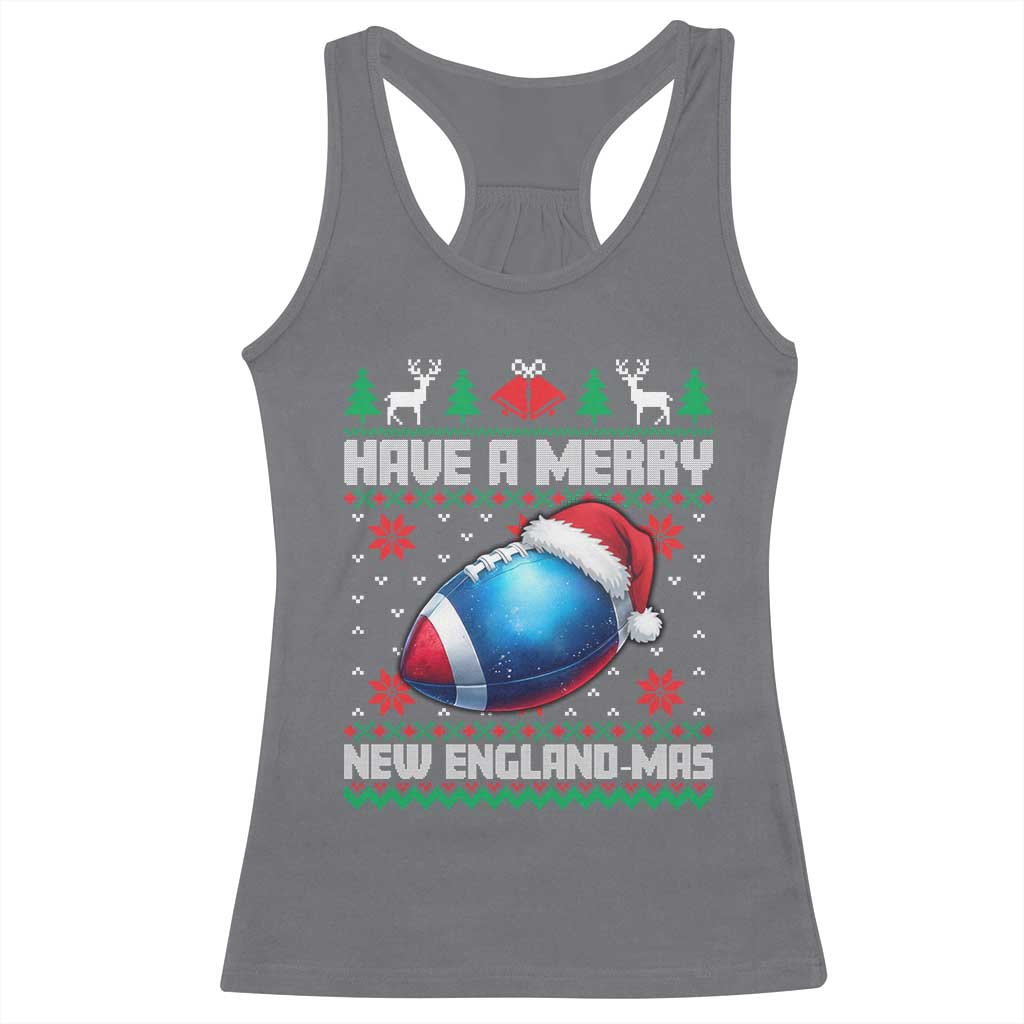 Have A Merry NE Mas Racerback Tank Top Funny Football Fan Ugly Christmas Gift TS12 Charcoal Print Your Wear