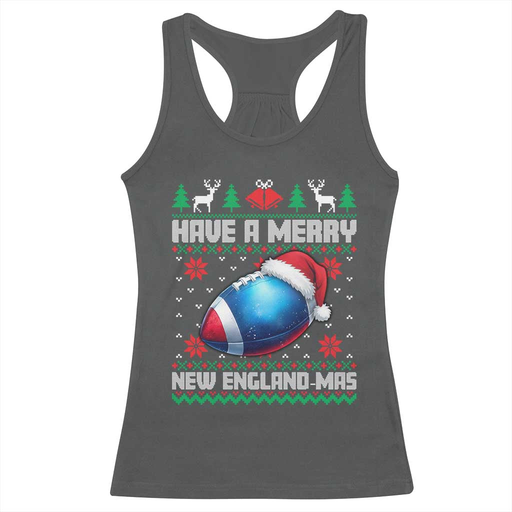 Have A Merry NE Mas Racerback Tank Top Funny Football Fan Ugly Christmas Gift TS12 Dark Heather Print Your Wear