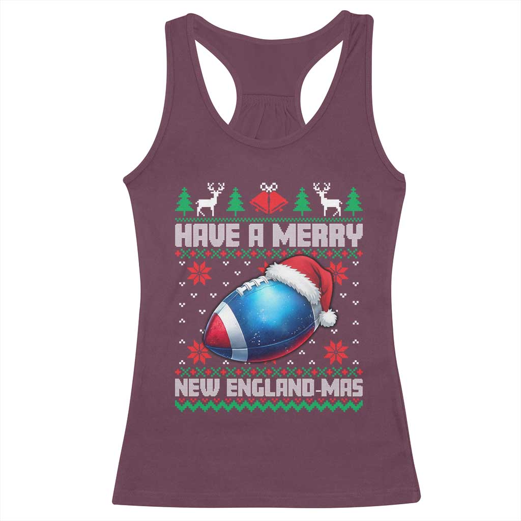 Have A Merry NE Mas Racerback Tank Top Funny Football Fan Ugly Christmas Gift TS12 Maroon Print Your Wear