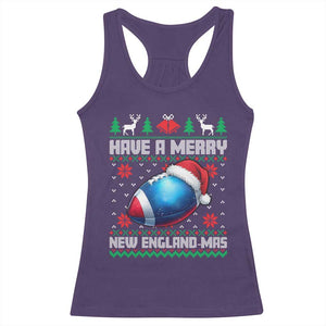 Have A Merry NE Mas Racerback Tank Top Funny Football Fan Ugly Christmas Gift TS12 Purple Print Your Wear