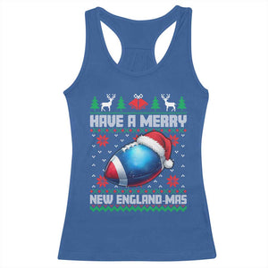 Have A Merry NE Mas Racerback Tank Top Funny Football Fan Ugly Christmas Gift TS12 Royal Blue Print Your Wear