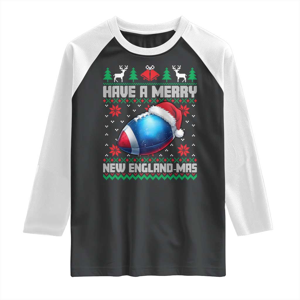 Have A Merry NE Mas Raglan Shirt Funny Football Fan Ugly Christmas Gift TS12 Black White Print Your Wear