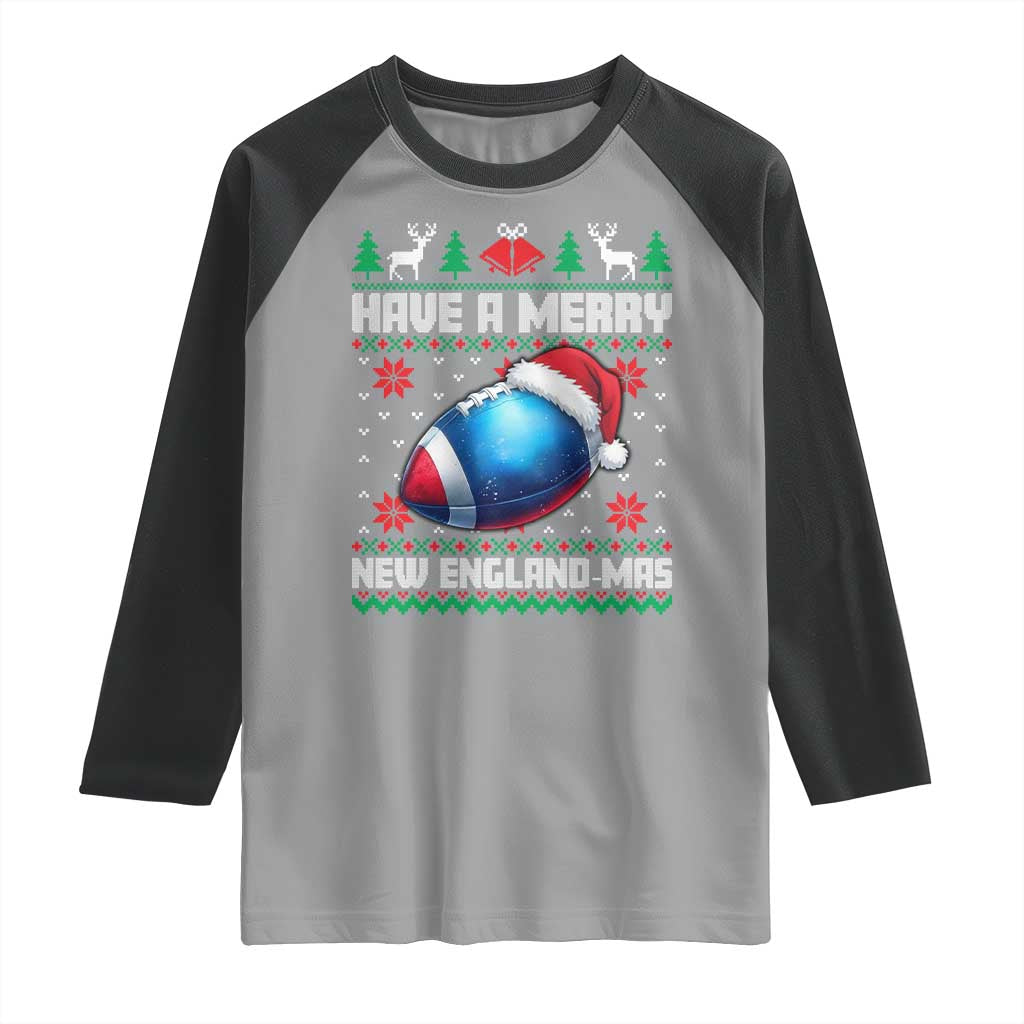 Have A Merry NE Mas Raglan Shirt Funny Football Fan Ugly Christmas Gift TS12 Sport Gray Black Print Your Wear