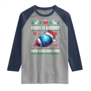 Have A Merry NE Mas Raglan Shirt Funny Football Fan Ugly Christmas Gift TS12 Sport Gray Navy Print Your Wear