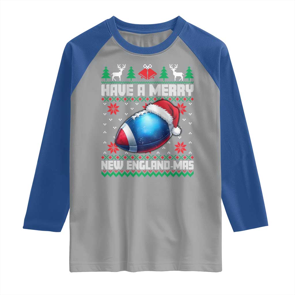 Have A Merry NE Mas Raglan Shirt Funny Football Fan Ugly Christmas Gift TS12 Sport Gray Royal Print Your Wear