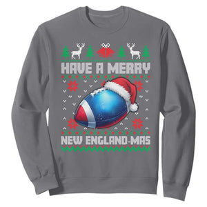 Have A Merry NE Mas Sweatshirt Funny Football Fan Ugly Christmas Gift TS12 Charcoal Print Your Wear