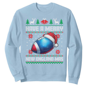 Have A Merry NE Mas Sweatshirt Funny Football Fan Ugly Christmas Gift TS12 Light Blue Print Your Wear