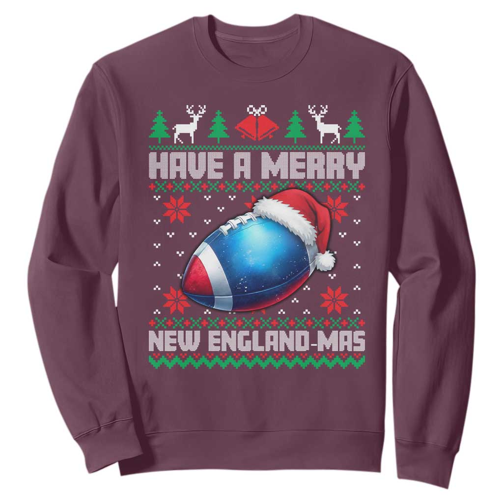Have A Merry NE Mas Sweatshirt Funny Football Fan Ugly Christmas Gift TS12 Maroon Print Your Wear
