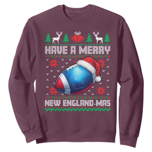 Have A Merry NE Mas Sweatshirt Funny Football Fan Ugly Christmas Gift TS12 Maroon Print Your Wear
