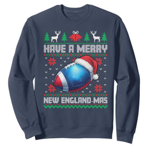 Have A Merry NE Mas Sweatshirt Funny Football Fan Ugly Christmas Gift TS12 Navy Print Your Wear