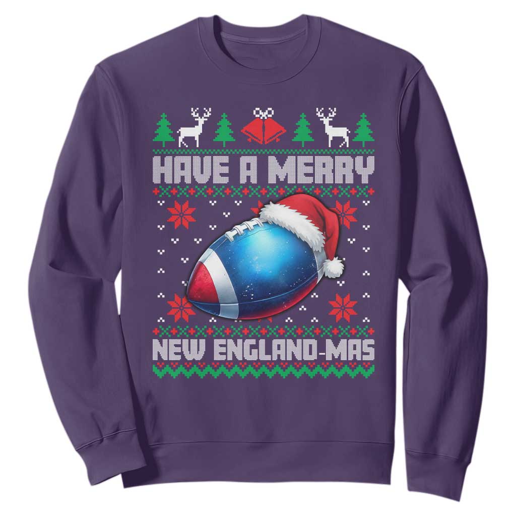 Have A Merry NE Mas Sweatshirt Funny Football Fan Ugly Christmas Gift TS12 Purple Print Your Wear