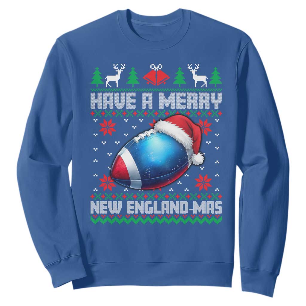 Have A Merry NE Mas Sweatshirt Funny Football Fan Ugly Christmas Gift TS12 Royal Blue Print Your Wear
